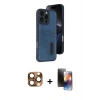 MARSİLYAN™- iPhone 16 Pro Max Kılıf Yörünge Işık Serisi - Siyah 3D Antistatik Mat Seramik Nano Ekran Koruyucu + Pers Alüminyum Kamera Lens - CLTM
