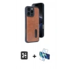 MARSİLYAN™- iPhone 16 Pro Max Kılıf Yörünge Işık Serisi - Siyah 3D Antistatik Seramik Nano Ekran Koruyucu + Siyah PVD Metal Kamera Lens