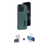 MARSİLYAN™- iPhone 16 Pro Max Kılıf Yörünge Işık Serisi - Siyah 3D Antistatik Seramik Nano Ekran Koruyucu + Bilvis Titan Kamera Lens - TMGI