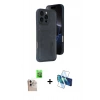 MARSİLYAN™- iPhone 16 Pro Max Kılıf Yörünge Işık Serisi - Siyah 3D Antistatik Seramik Nano Ekran Koruyucu + Raze Metal Kamera Lens - NLGY