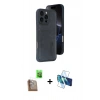 MARSİLYAN™- iPhone 16 Pro Max Kılıf Yörünge Işık Serisi - Siyah 3D Antistatik Seramik Nano Ekran Koruyucu + Raze Metal Kamera Lens - CLTM