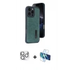 MARSİLYAN™- iPhone 16 Pro Max Kılıf Yörünge Işık Serisi - Siyah 3D Antistatik Seramik Nano Ekran Koruyucu + Pers Alüminyum Kamera Lens - GS