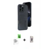MARSİLYAN™- iPhone 16 Pro Max Kılıf Yörünge Işık Serisi - Siyah Bilvis 3D Cam Ekran Koruyucu + Raze Metal Kamera Lens - BZ