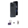 MARSİLYAN™- iPhone 16 Pro Max Kılıf Yörünge Işık Serisi - Siyah Bilvis 3D Cam Ekran Koruyucu + Bilvis Titan Kamera Lens - SH