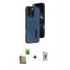 MARSİLYAN™- iPhone 16 Pro Max Kılıf Yörünge Işık Serisi - Siyah Bilvis 3D Cam Ekran Koruyucu + Çöl Titanyum Raze Metal Kamera Lens