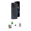 MARSİLYAN™- iPhone 16 Pro Max Kılıf Yörünge Işık Serisi - Siyah Bilvis 3D Cam Ekran Koruyucu + Çöl Titanyum Raze Metal Kamera Lens