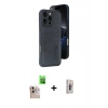 MARSİLYAN™- iPhone 16 Pro Max Kılıf Yörünge Işık Serisi - Siyah Bilvis 3D Cam Ekran Koruyucu + Raze Metal Kamera Lens - NLGY