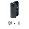 MARSİLYAN™- iPhone 16 Pro Max Kılıf Yörünge Işık Serisi - Siyah Bilvis 3D Cam Ekran Koruyucu + Pers Alüminyum Kamera Lens - GS