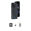 MARSİLYAN™- iPhone 16 Pro Max Kılıf Yörünge Işık Serisi - Siyah Bilvis 3D Cam Ekran Koruyucu + PVD Metal Kamera Lens - SH