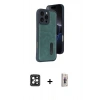 MARSİLYAN™- iPhone 16 Pro Max Kılıf Yörünge Işık Serisi - Siyah Bilvis 3D Cam Ekran Koruyucu + PVD Metal Kamera Lens - SH