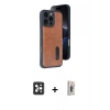 MARSİLYAN™- iPhone 16 Pro Max Kılıf Yörünge Işık Serisi - Siyah Bilvis 3D Cam Ekran Koruyucu + PVD Metal Kamera Lens - SH