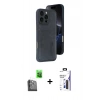 MARSİLYAN™- iPhone 16 Pro Max Kılıf Yörünge Işık Serisi - Siyah Bilvis 3X AR Hayalet Cam Ekran Koruyucu + Raze Metal Kamera Lens - SH