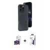 MARSİLYAN™- iPhone 16 Pro Max Kılıf Yörünge Işık Serisi - Siyah Bilvis 3X AR Hayalet Cam Ekran Koruyucu + Bilvis Titan Kamera Lens - SH
