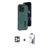 MARSİLYAN™- iPhone 16 Pro Max Kılıf Yörünge Işık Serisi - Siyah Bilvis 3X AR Hayalet Cam Ekran Koruyucu + PVD Metal Kamera Lens - GD