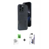 MARSİLYAN™- iPhone 16 Pro Max Kılıf Yörünge Işık Serisi - Siyah Bilvis 3X AR Hayalet Cam Ekran Koruyucu + Raze Metal Kamera Lens - BZ