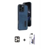 MARSİLYAN™- iPhone 16 Pro Max Kılıf Yörünge Işık Serisi - Siyah Bilvis 3X AR Hayalet Cam Ekran Koruyucu + PVD Metal Kamera Lens - GD