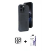 MARSİLYAN™- iPhone 16 Pro Max Kılıf Yörünge Işık Serisi - Siyah Bilvis 3X AR HD Cam Ekran Koruyucu + Pers Alüminyum Kamera Lens - GI