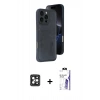 MARSİLYAN™- iPhone 16 Pro Max Kılıf Yörünge Işık Serisi - Siyah Bilvis 3X AR HD Cam Ekran Koruyucu + PVD Metal Kamera Lens - SH