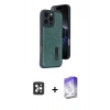 MARSİLYAN™- iPhone 16 Pro Max Kılıf Yörünge Işık Serisi - Siyah Bilvis 5in1 3D Magic Cam Ekran Koruyucu + PVD Metal Kamera Lens - SH