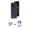MARSİLYAN™- iPhone 16 Pro Max Kılıf Yörünge Işık Serisi - Siyah Bilvis 5in1 3D Magic Cam Ekran Koruyucu + Pers Alüminyum Kamera Lens - GS