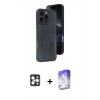 MARSİLYAN™- iPhone 16 Pro Max Kılıf Yörünge Işık Serisi - Siyah Bilvis 5in1 3D Magic Cam Ekran Koruyucu + PVD Metal Kamera Lens - GD