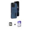 MARSİLYAN™- iPhone 16 Pro Max Kılıf Yörünge Işık Serisi - Siyah Bilvis 5in1 3D Magic Cam Ekran Koruyucu + PVD Metal Kamera Lens - GD
