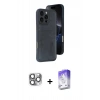 MARSİLYAN™- iPhone 16 Pro Max Kılıf Yörünge Işık Serisi - Siyah Bilvis 5in1 3D Magic Cam Ekran Koruyucu + Pers Alüminyum Kamera Lens - GI