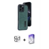 MARSİLYAN™- iPhone 16 Pro Max Kılıf Yörünge Işık Serisi - Siyah Bilvis 5in1 3D Magic Cam Ekran Koruyucu + Pers Alüminyum Kamera Lens - GS