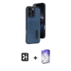 MARSİLYAN™- iPhone 16 Pro Max Kılıf Yörünge Işık Serisi - Siyah Bilvis 5in1 3D Magic Cam Ekran Koruyucu + PVD Metal Kamera Lens - SH