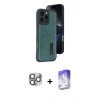 MARSİLYAN™- iPhone 16 Pro Max Kılıf Yörünge Işık Serisi - Siyah Bilvis 5in1 3D Magic Cam Ekran Koruyucu + Pers Alüminyum Kamera Lens - GI
