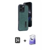 MARSİLYAN™- iPhone 16 Pro Max Kılıf Yörünge Işık Serisi - Siyah Bilvis 5in1 5D Magic Hayalet Cam Ekran Koruyucu + PVD Metal Kamera Lens - SH