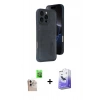 MARSİLYAN™- iPhone 16 Pro Max Kılıf Yörünge Işık Serisi - Siyah Bilvis 5in1 5D Magic Hayalet Cam Ekran Koruyucu + Raze Metal Kamera Lens - NLGY