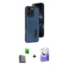 MARSİLYAN™- iPhone 16 Pro Max Kılıf Yörünge Işık Serisi - Siyah Bilvis 5in1 5D Magic Hayalet Cam Ekran Koruyucu + Siyah Raze Metal Kamera Lens
