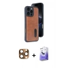 MARSİLYAN™- iPhone 16 Pro Max Kılıf Yörünge Işık Serisi - Siyah Bilvis 5in1 5D Magic Hayalet Cam Ekran Koruyucu + Çöl Titanyum Pers Alüminyum Kamera Lens