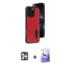 MARSİLYAN™- iPhone 16 Pro Max Kılıf Yörünge Işık Serisi - Siyah Bilvis 5in1 5D Magic Hayalet Cam Ekran Koruyucu + PVD Metal Kamera Lens - GD