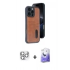 MARSİLYAN™- iPhone 16 Pro Max Kılıf Yörünge Işık Serisi - Siyah Bilvis 5in1 5D Magic Hayalet Cam Ekran Koruyucu + Pers Alüminyum Kamera Lens - GS