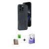 MARSİLYAN™- iPhone 16 Pro Max Kılıf Yörünge Işık Serisi - Siyah Bilvis 5in1 5D Magic Hayalet Cam Ekran Koruyucu + Raze Metal Kamera Lens - CLTM