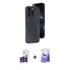 MARSİLYAN™- iPhone 16 Pro Max Kılıf Yörünge Işık Serisi - Siyah Bilvis 5in1 5D Magic Hayalet Cam Ekran Koruyucu + Bilvis Titan Kamera Lens - SH