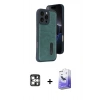 MARSİLYAN™- iPhone 16 Pro Max Kılıf Yörünge Işık Serisi - Siyah Bilvis 5in1 5D Magic Hayalet Cam Ekran Koruyucu + PVD Metal Kamera Lens - GS