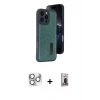 MARSİLYAN™- iPhone 16 Pro Max Kılıf Yörünge Işık Serisi - Siyah Bilvis Hayalet Cam Ekran Koruyucu + Pers Alüminyum Kamera Lens - GS