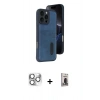 MARSİLYAN™- iPhone 16 Pro Max Kılıf Yörünge Işık Serisi - Siyah Bilvis Hayalet Cam Ekran Koruyucu + Pers Alüminyum Kamera Lens - GS
