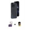 MARSİLYAN™- iPhone 16 Pro Max Kılıf Yörünge Işık Serisi - Siyah Buffer Cam Ekran Koruyucu + Bilvis Titan Kamera Lens - SH