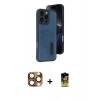MARSİLYAN™- iPhone 16 Pro Max Kılıf Yörünge Işık Serisi - Siyah Buffer Cam Ekran Koruyucu + Pers Alüminyum Kamera Lens - CLTM