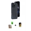 MARSİLYAN™- iPhone 16 Pro Max Kılıf Yörünge Işık Serisi - Siyah Buffer Cam Ekran Koruyucu + Çöl Titanyum Raze Metal Kamera Lens