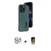 MARSİLYAN™- iPhone 16 Pro Max Kılıf Yörünge Işık Serisi - Siyah Buffer Cam Ekran Koruyucu + Gümüş Pers Alüminyum Kamera Lens