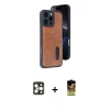 MARSİLYAN™- iPhone 16 Pro Max Kılıf Yörünge Işık Serisi - Siyah Buffer Cam Ekran Koruyucu + PVD Metal Kamera Lens - GD