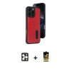 MARSİLYAN™- iPhone 16 Pro Max Kılıf Yörünge Işık Serisi - Siyah Buffer Cam Ekran Koruyucu + PVD Metal Kamera Lens - GD