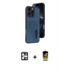 MARSİLYAN™- iPhone 16 Pro Max Kılıf Yörünge Işık Serisi - Siyah Buffer Cam Ekran Koruyucu + PVD Metal Kamera Lens - GD