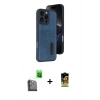 MARSİLYAN™- iPhone 16 Pro Max Kılıf Yörünge Işık Serisi - Siyah Buffer Cam Ekran Koruyucu + Raze Metal Kamera Lens - SH
