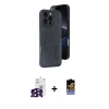 MARSİLYAN™- iPhone 16 Pro Max Kılıf Yörünge Işık Serisi - Siyah Buffer Hayalet Cam Ekran Koruyucu + Bilvis Titan Kamera Lens - SH